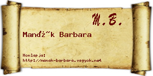 Manák Barbara névjegykártya